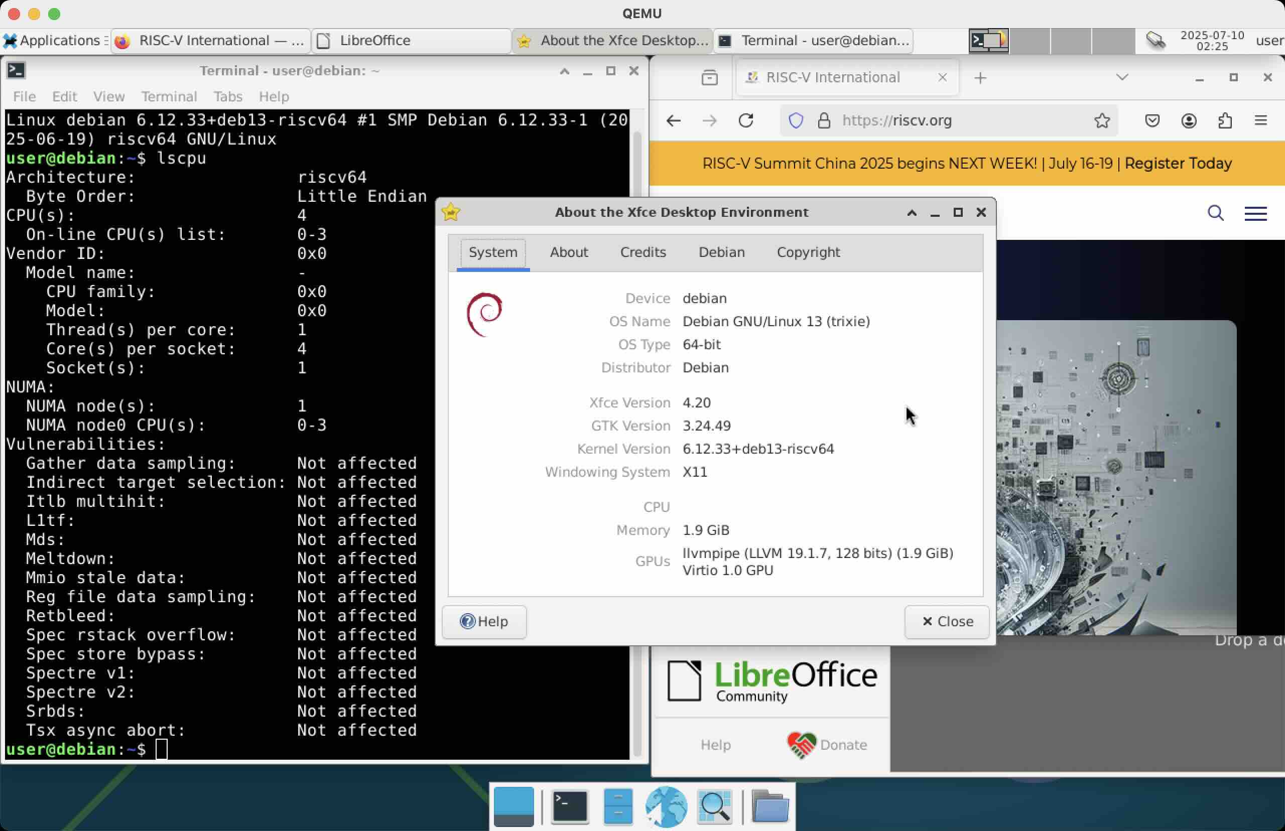 Debian 13 Trixie on QEMU RISC-V